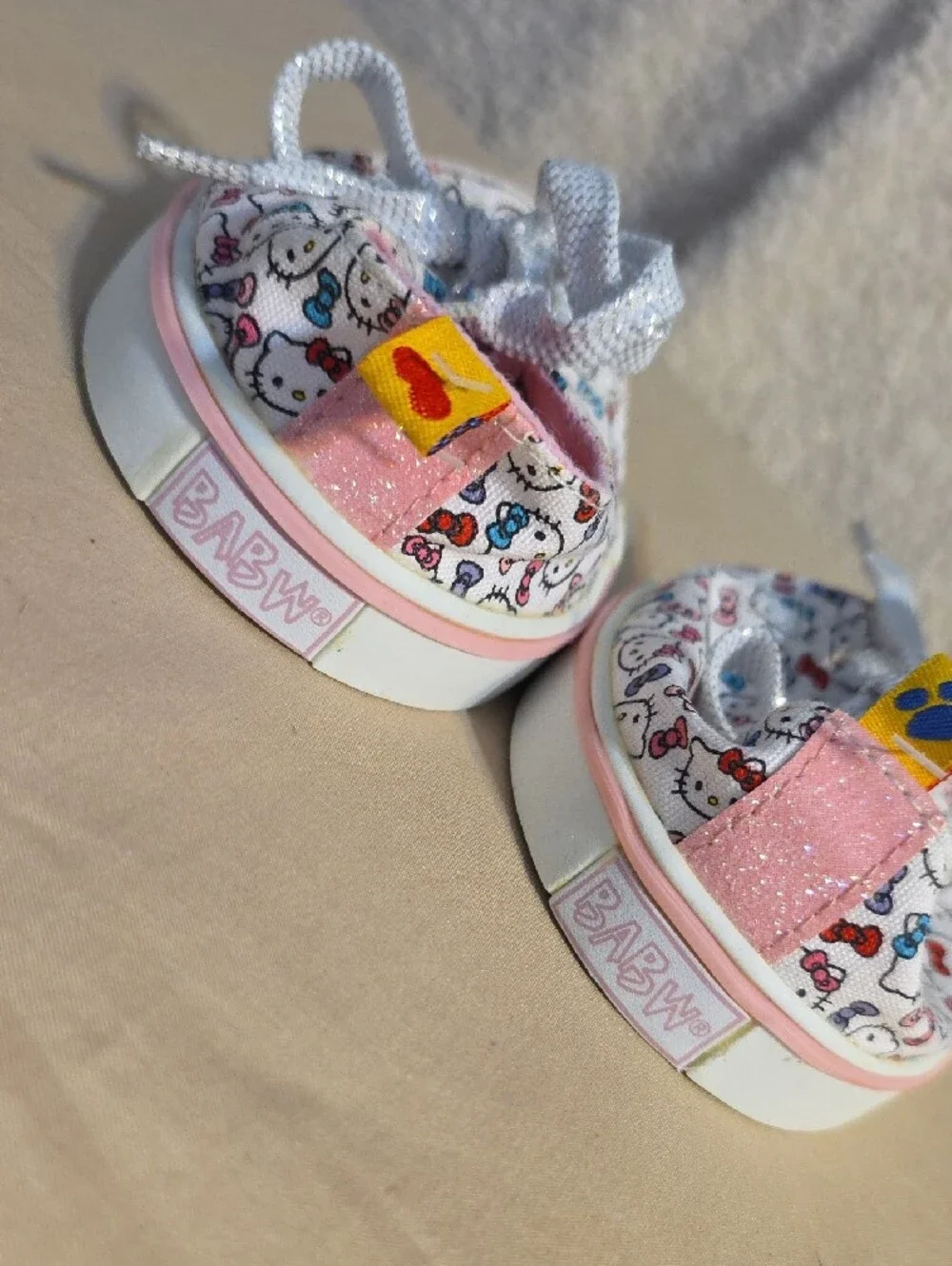 BABW - Hello Kitty White Pink Printed Canvas Baby Shoes with Bow Purse
